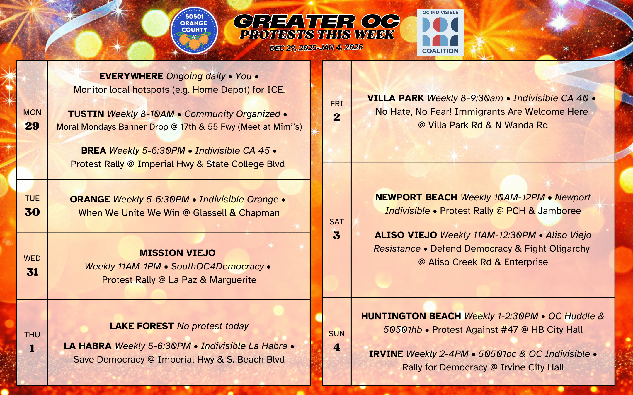 Greater OC Protests This Week (Dec 29, 2025-Jan 4, 2026)